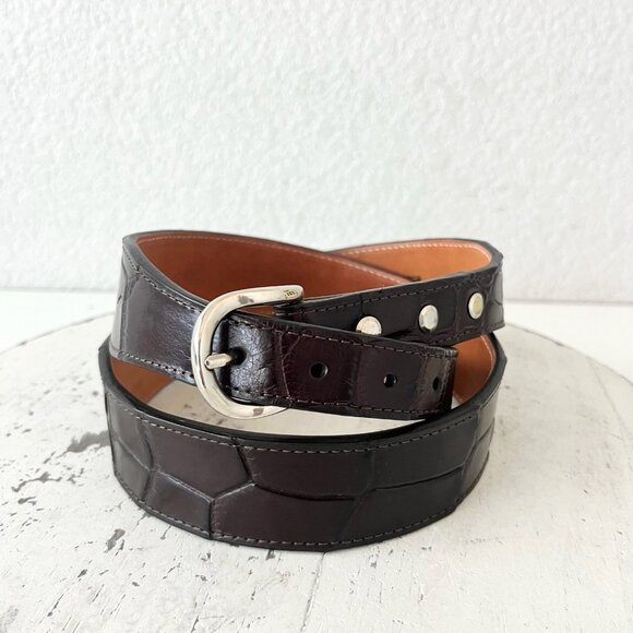 Rod Patrick Boots Mens Western Belt 1.5 in Taper 34 Genuine Black Caiman Leather - Picture 11 of 11